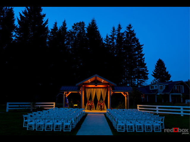 An amazing evening photo of the Ceremony Pavilion by Red Box Pictures photography studio. Thanks Scott!