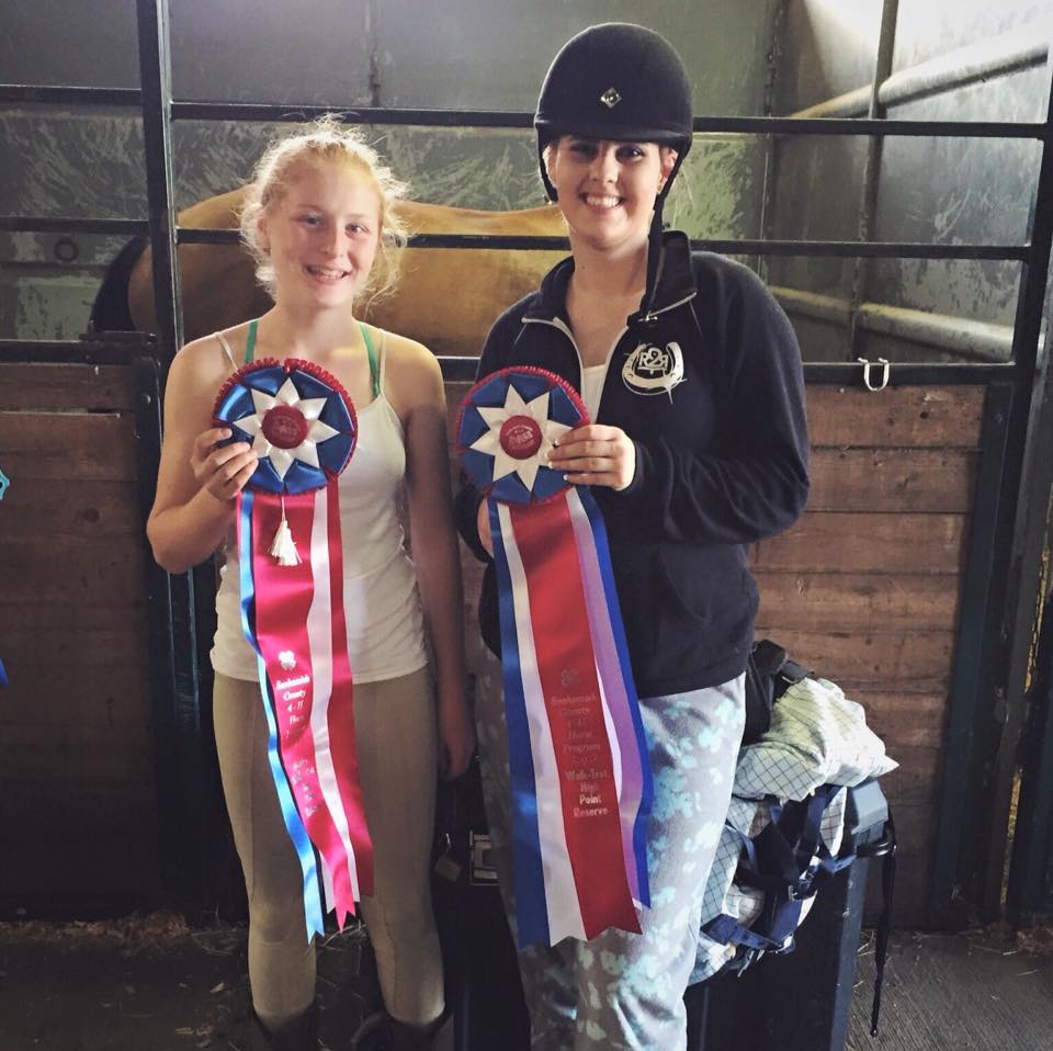 So proud. Ansley and Nina both got reserve highpoint in their divisions at the Monroe fairgrounds for the first 4-H show!