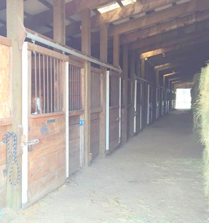 Main barn stalls are 12×12 with double wall construction.