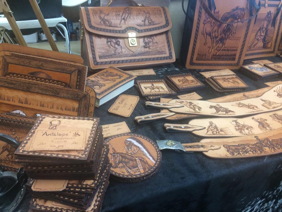 Dyrk’s original artwork on leather retains that detailed beauty of the American West. Beautiful handcrafted leather briefcases, purses and Bible covers are hand burned with exquisite images of cowboys, cowgirls and the great American ranch life, each piece is a one-of-a-kind work of art.